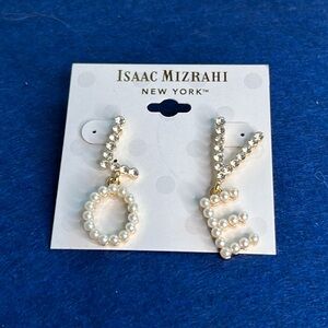 Isaac Mizrahi LOVE Pearl and Crystal Earrings
